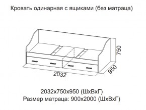 Кровать одинарная с ящиками (Без матраца 0,9*2,0) в Режи - rezh.magazin-mebel74.ru | фото