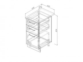 Н3Я 40 Модуль нижний Без Столешницы 3 ящика МН3Я 40 в Режи - rezh.magazin-mebel74.ru | фото