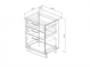 Н3Я 60 Модуль нижний Без Столешницы 3 ящика МН3Я 60 в Режи - rezh.magazin-mebel74.ru | фото