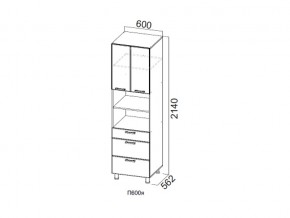 П600я/2140 Пенал 600/2140 (с ящиками) в Режи - rezh.magazin-mebel74.ru | фото