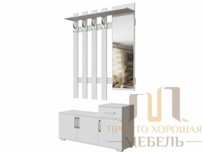 Вешалка с зеркалом 1,0 м №3 Ясень Анкор светлый в Режи - rezh.magazin-mebel74.ru | фото